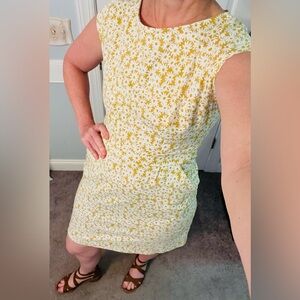 Boden Daisy Print Mini Dress in Yellow and White
